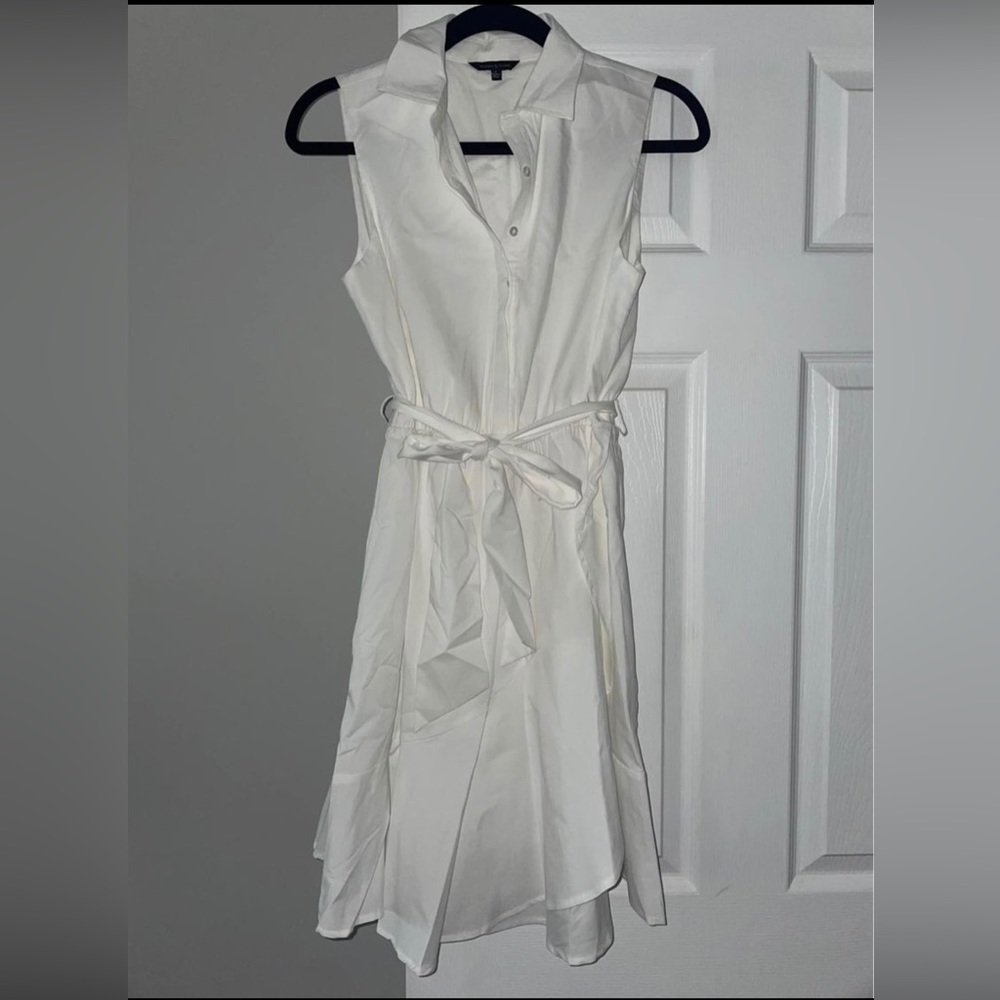Violets & Roses White Collared Dress